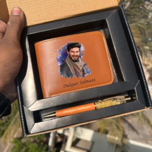 Artistic Printed Wallet & Gold flake Pen